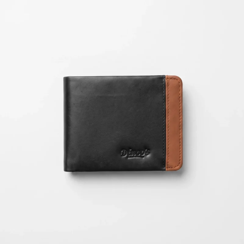 Bifold Genuine Leather Wallet — Black & Tan - Image 1