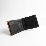 Bifold Genuine Leather Wallet — Black & Tan - Image 2