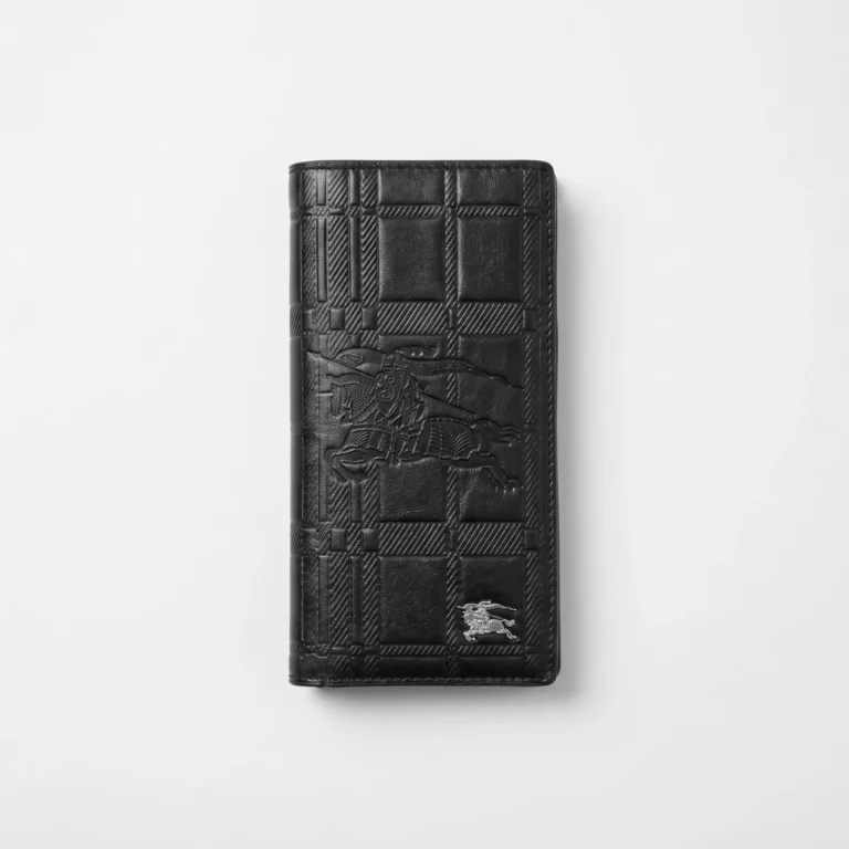 Embossed Leather Long Wallet — Black - Image 1