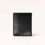 Genuine Leather Bifold Wallet — Black with Beige Stitching - Image 3