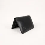 Genuine Leather Bifold Wallet — Black with Beige Stitching - Image 4