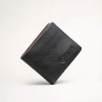 Genuine Leather Bifold Wallet — Black with Brown Interior - Image 1