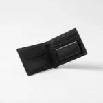 Genuine Leather Bifold Wallet — Black with Contrast Stitch - Image 2
