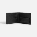 Genuine Leather Bifold Wallet — Black with Contrast Stitch - Image 4