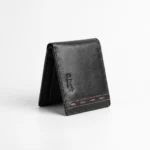 Genuine Leather Bifold Wallet — Black with Contrast Stitch - Image 5