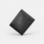 Genuine Leather Bifold Wallet — Black with Embossed Eagle Logo - Image 1