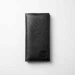 Genuine Leather Long Wallet — Black with Magnetic Snap Closure - Image 1