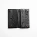 Genuine Leather Long Wallet — Black with Magnetic Snap Closure - Image 2