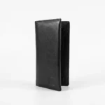 Genuine Leather Long Wallet — Black with Magnetic Snap Closure - Image 3
