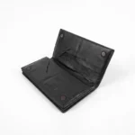 Genuine Leather Long Wallet — Black with Magnetic Snap Closure - Image 4