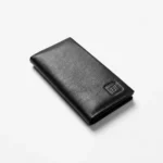 Genuine Leather Long Wallet — Black with Magnetic Snap Closure - Image 5