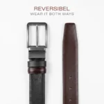 Men's Reversible Genuine Leather Belt — Tan Brown & Black (Design 19)