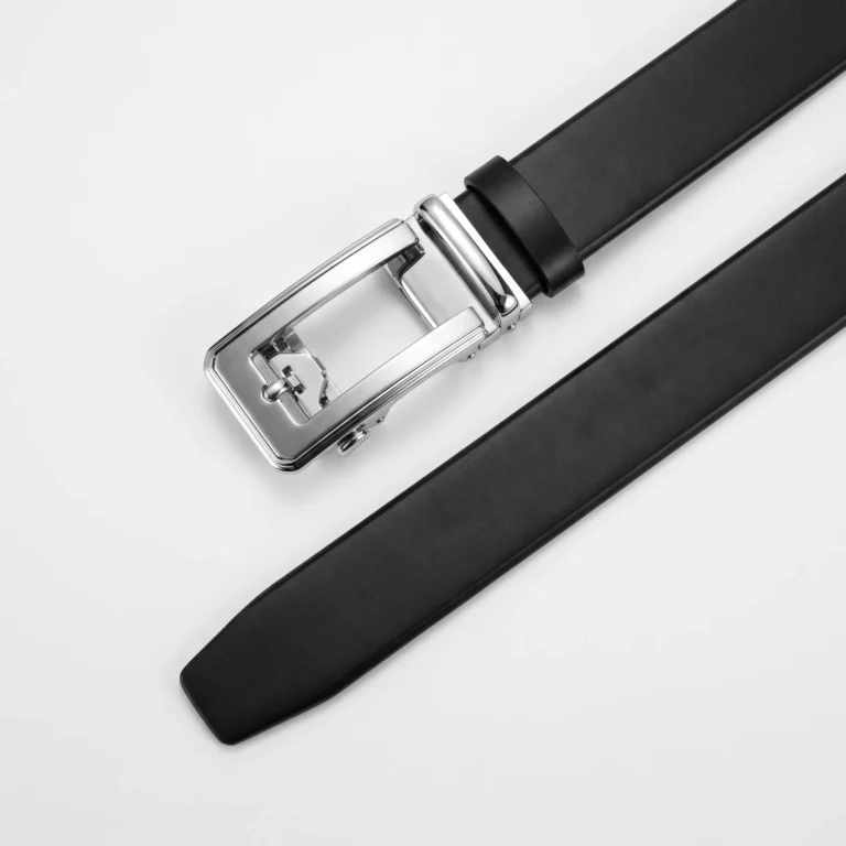 Men’s Genuine Leather Automatic Buckle Belt — Classic Black