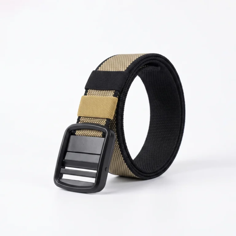Reversible Woven Nylon Webbing Belt — Beige & Black