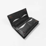 Pebble-Grain Leather Long Wallet — Black with Center Zipper - Image 4