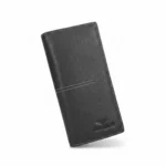 Pebble-Grain Leather Long Wallet — Black with Phone Pocket - Image 1